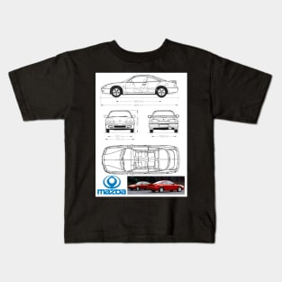 1991-1997 Mazda MX-6 Blueprint Kids T-Shirt